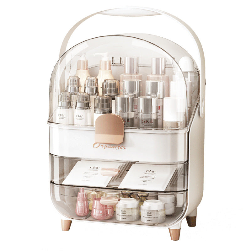 Luxury Cosmetics Storage Box High Capacity Dustproof Makeup Organizer Rack
