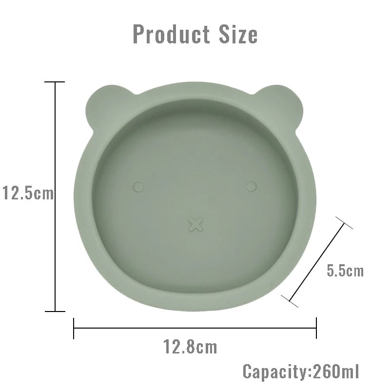 Baby Silicone Feeding Set with Bear Bowl | BPA-Free Bib, Spoon & Non-Slip Plate