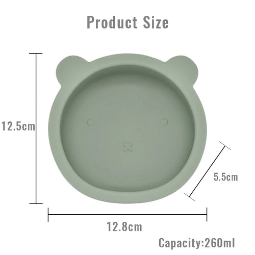 Baby Silicone Feeding Set with Bear Bowl | BPA-Free Bib, Spoon & Non-Slip Plate