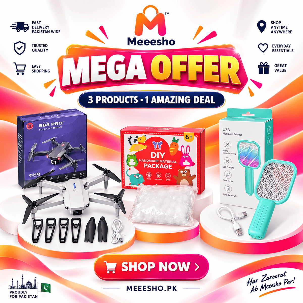 Mega Offer Drone DIY Kit and Mosquito Racket Combo