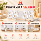 Modern 3D LED Digital Desk Clock With Large Clear Display