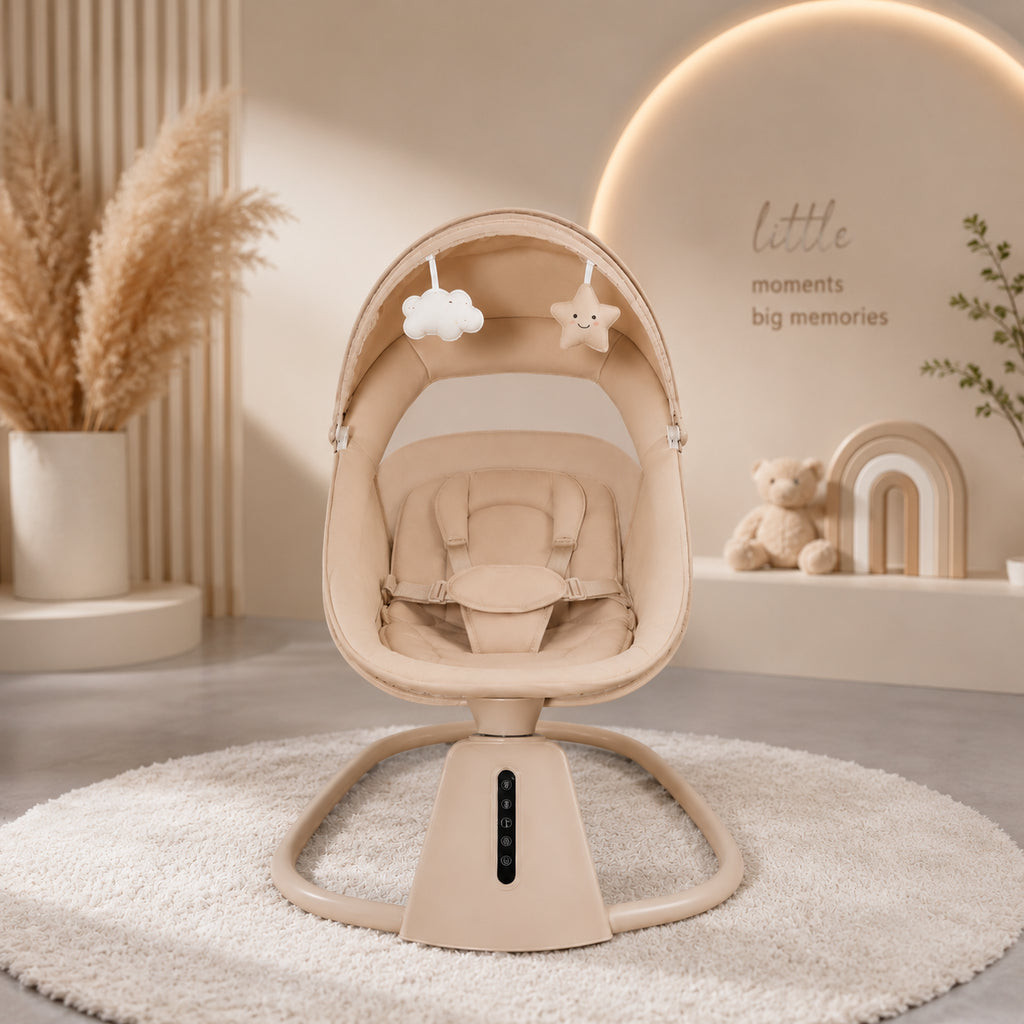 Luxury Baby Swing Chair Comfortable Infant Rocking Seat with Safety Harness