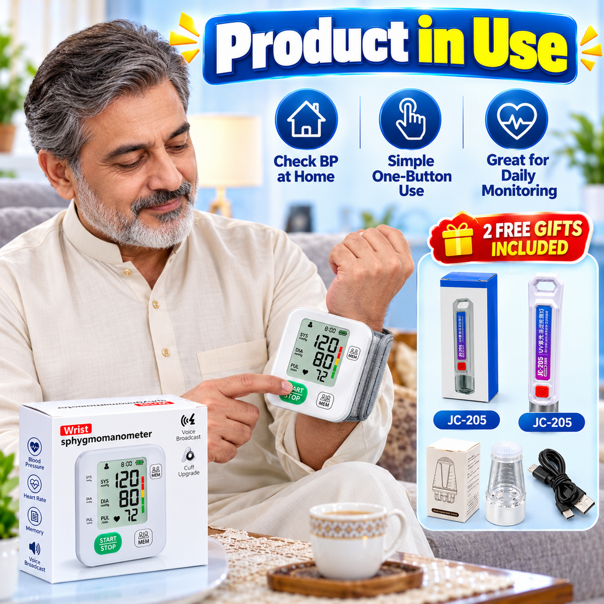 Digital Wrist BP Monitor | Buy 1 Get 2 Free Gifts