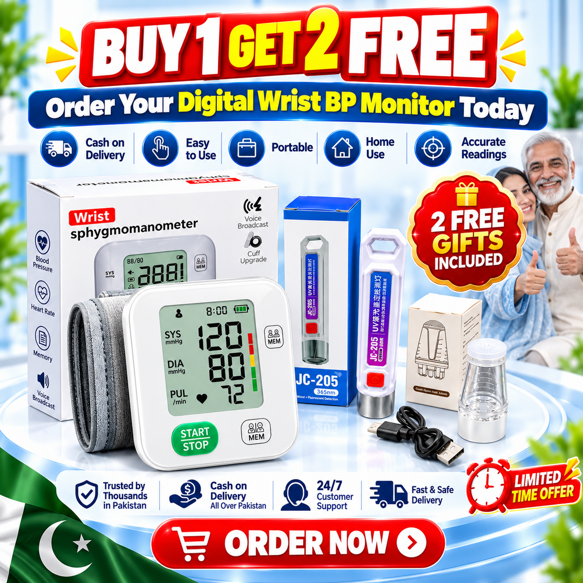 Digital Wrist BP Monitor | Buy 1 Get 2 Free Gifts