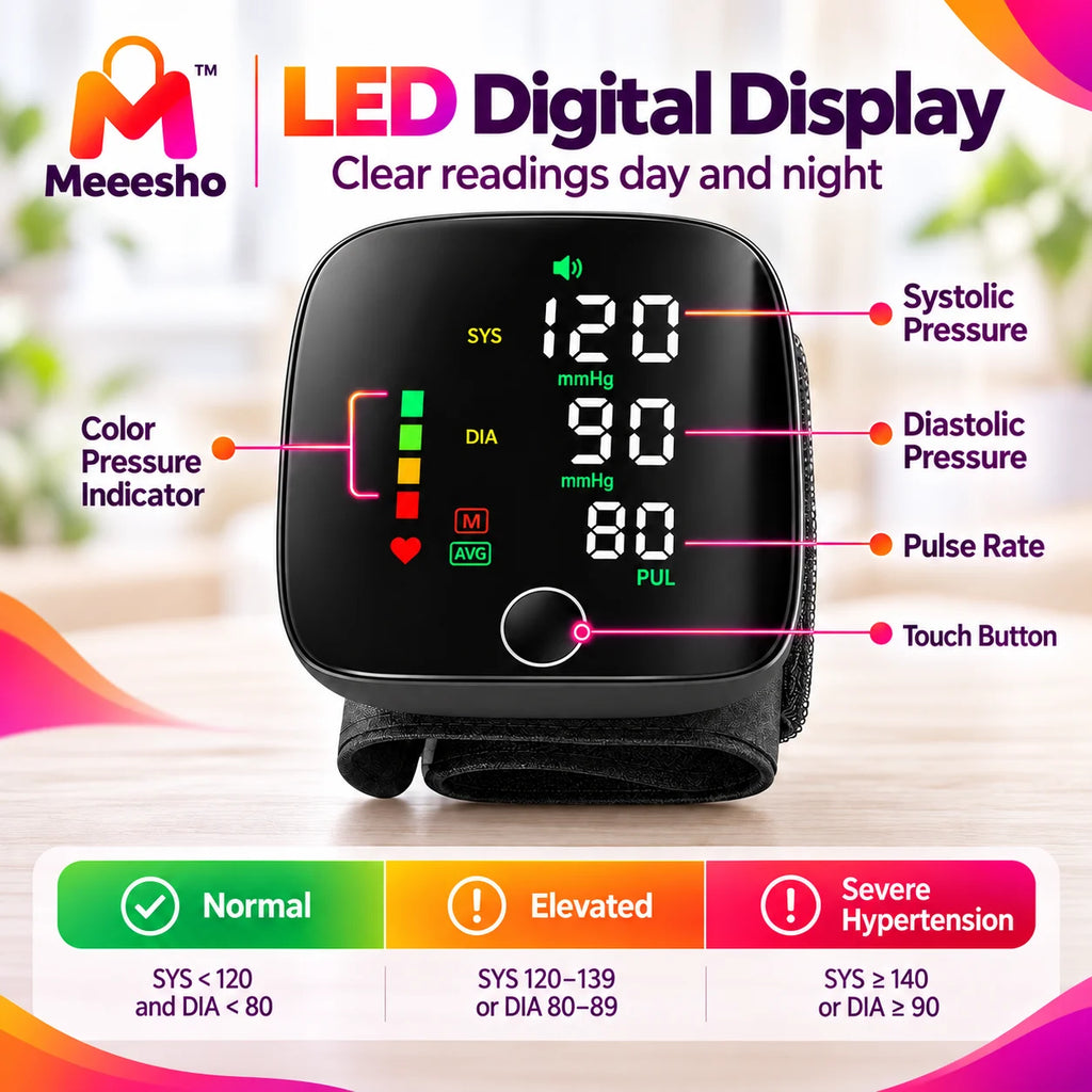 Digital Wrist Blood Pressure Monitor Voice LED USB