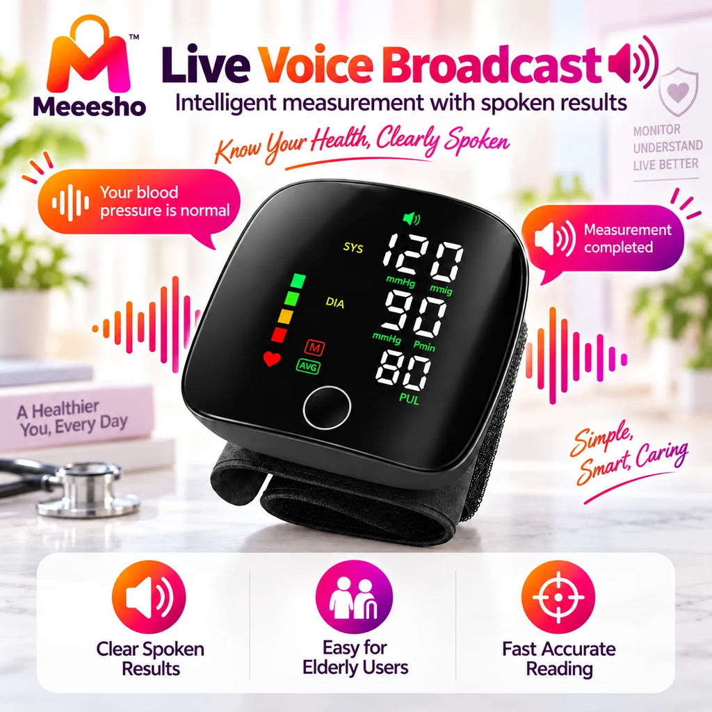 Digital Wrist Blood Pressure Monitor Voice LED USB