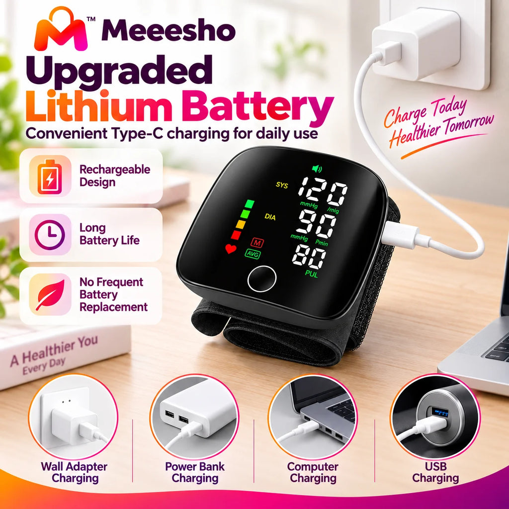Digital Wrist Blood Pressure Monitor Voice LED USB