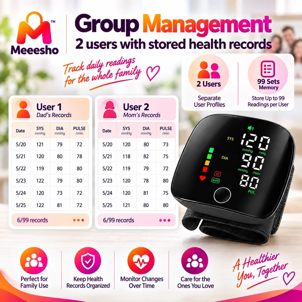 Digital Wrist Blood Pressure Monitor Voice LED USB
