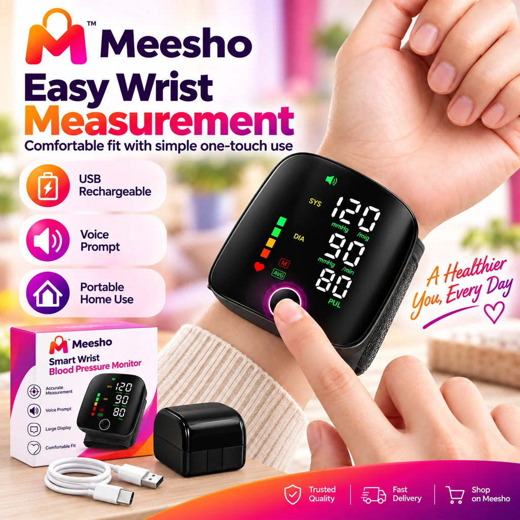 Digital Wrist Blood Pressure Monitor Voice LED USB