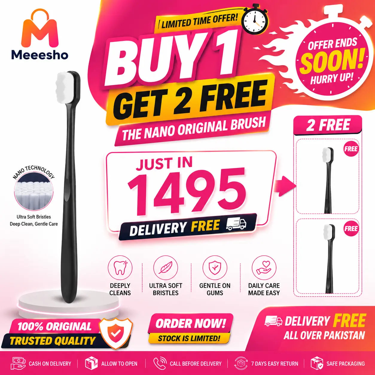 Buy 1 Get 2 Free Deal Nano Original Toothbrush