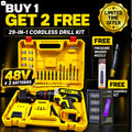 29-in-1 Cordless Metal Drill Kit with 2 x 48v Batteries or 2 Free Gifts
