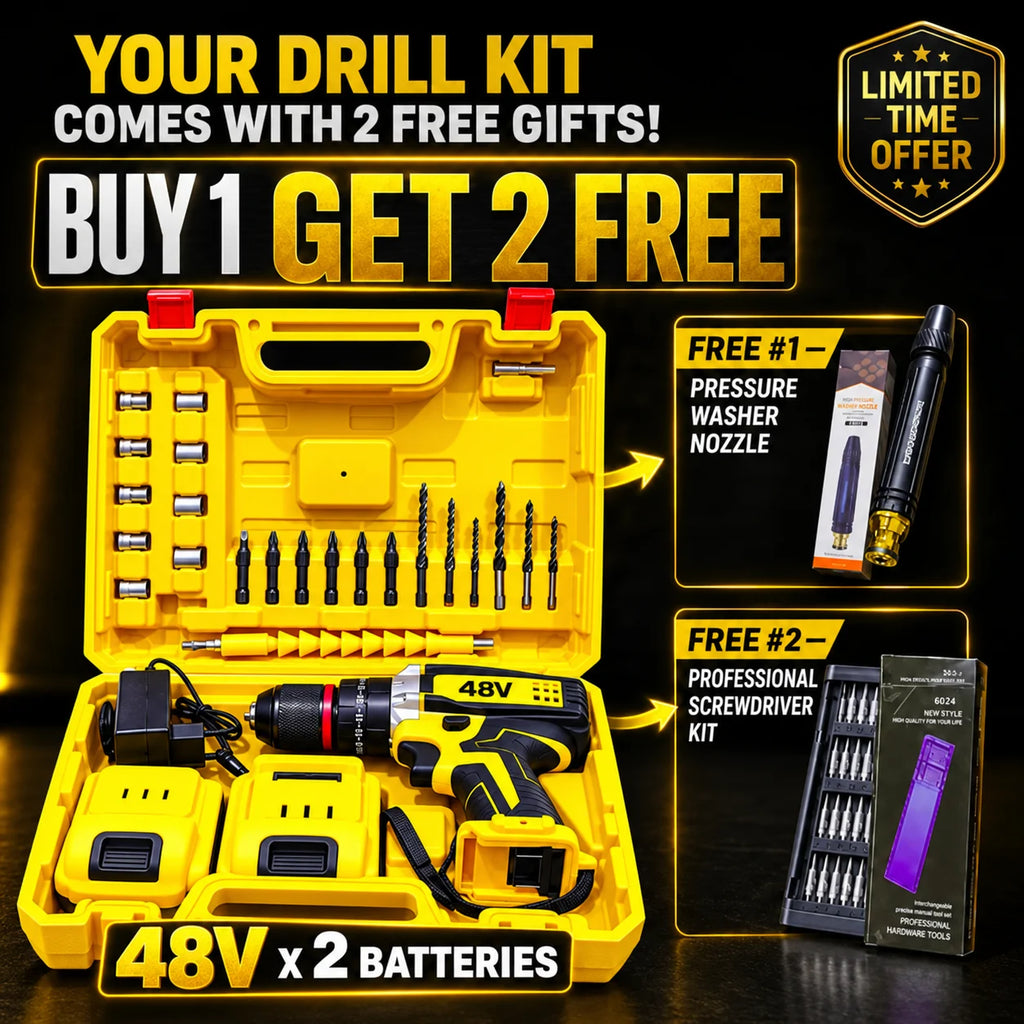 29-in-1 Cordless Metal Drill Kit with 2 x 48v Batteries or 2 Free Gifts