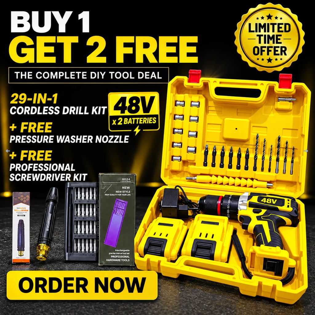 29-in-1 Cordless Metal Drill Kit with 2 x 48v Batteries or 2 Free Gifts