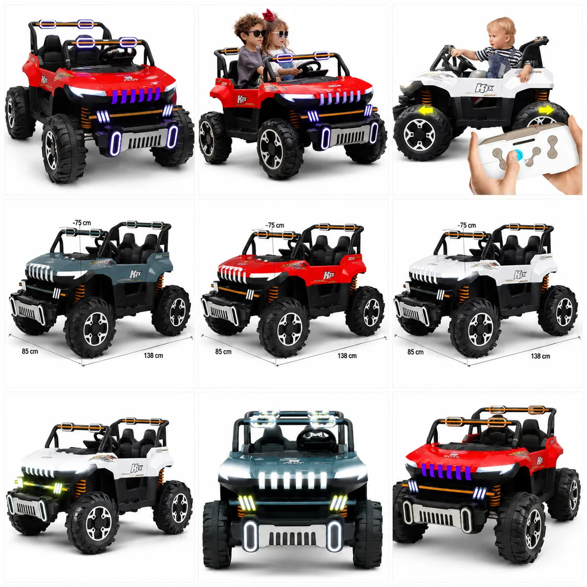 Kids Electric Off-Road Jeep Two-Seater Ride-On Car with LED Lights