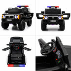 Kids Electric Police Jeep Rechargeable Ride-On Patrol Vehicle with LED Lights