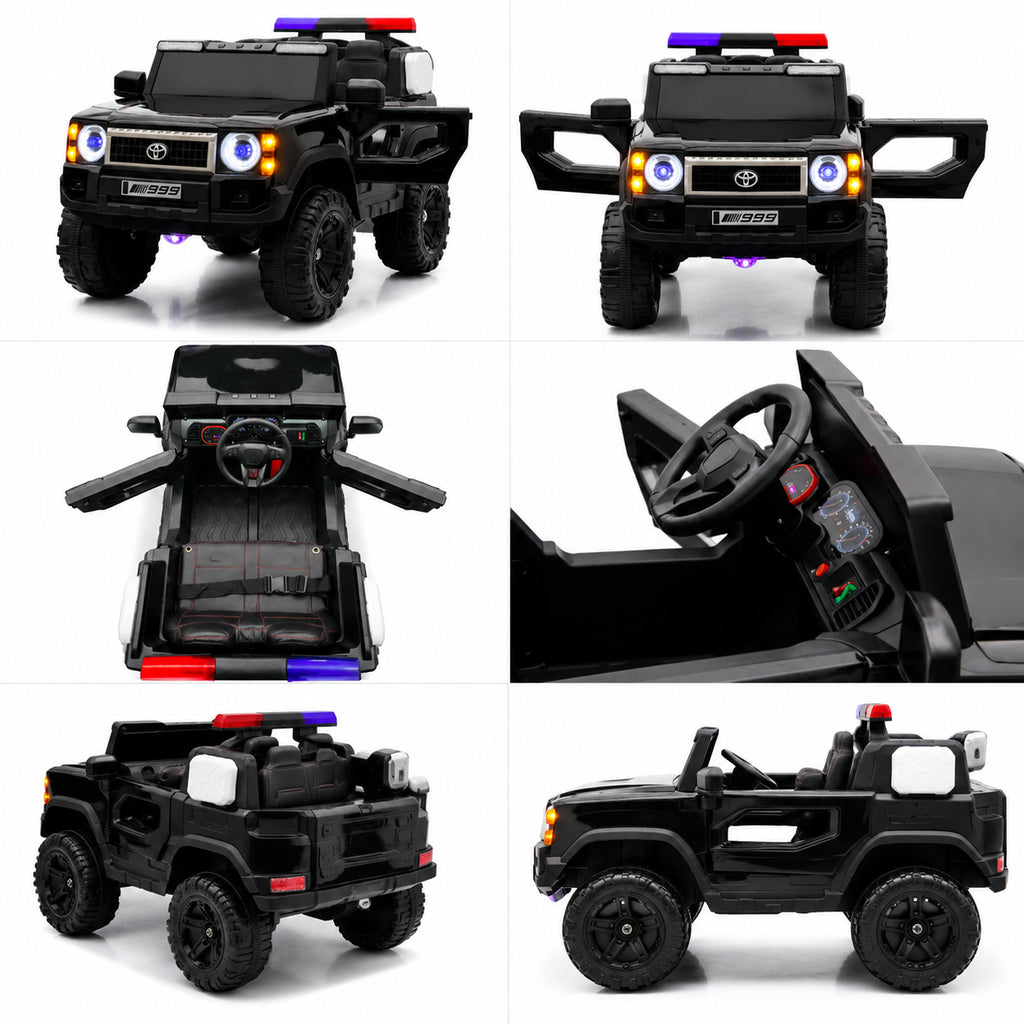 Kids Electric Police Jeep Rechargeable Ride-On Patrol Vehicle with LED Lights
