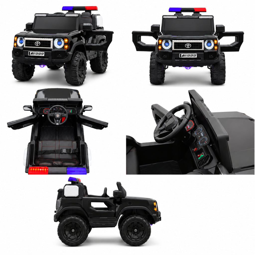 Kids Electric Police Jeep Rechargeable Ride-On Patrol Vehicle with LED Lights