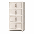 Fiber Plastic Wardrobe Storage Cabinet | Foldable Organizer Cupboard | Space Saving Clothes & Kitchen Storage Rack | Durable Multipurpose Almari