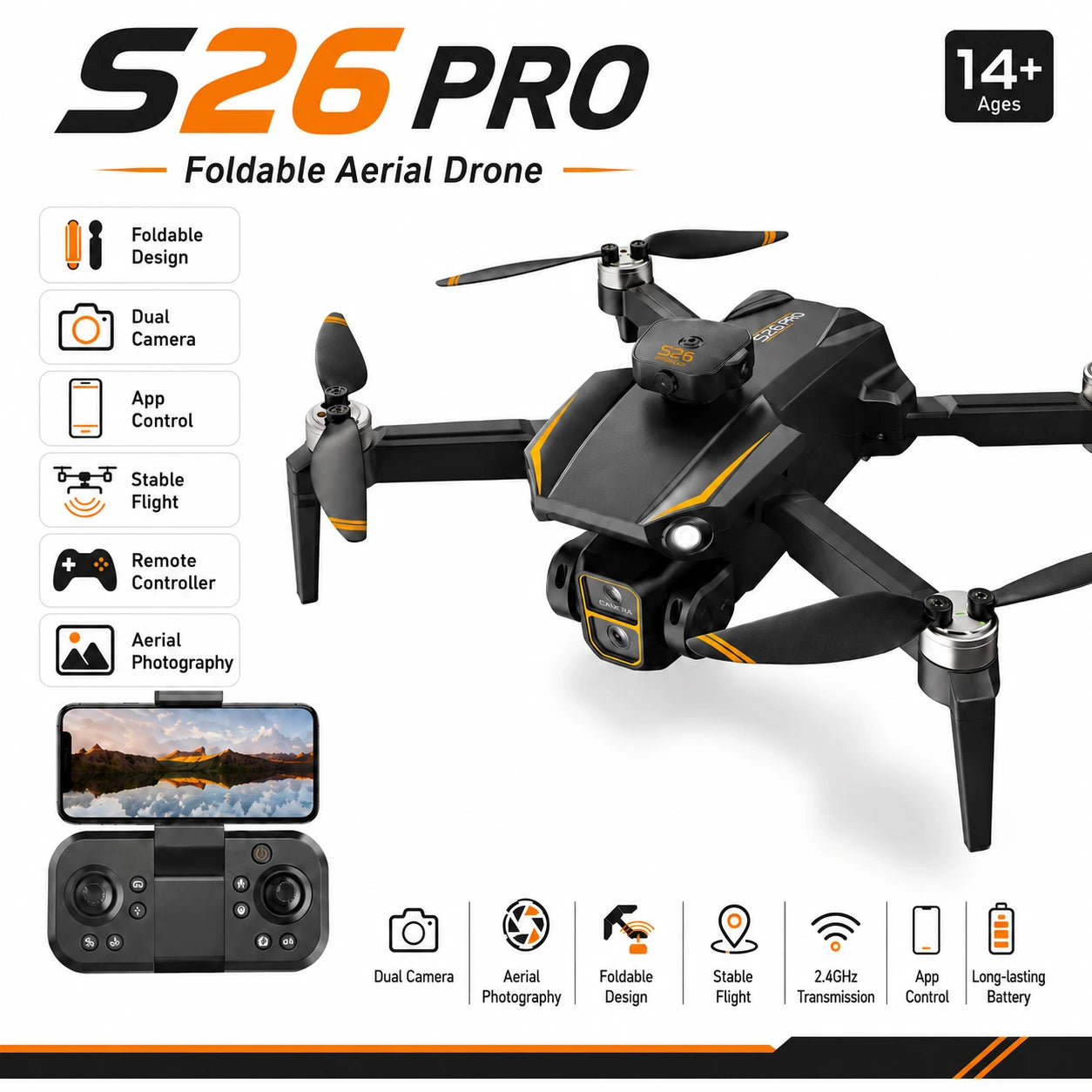 S-26 Drone Foldable Camera Quadcopter Remote Control