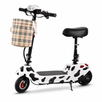 Foldable Electric Scooter With Seat Basket Stylish Rechargeable Personal Ride