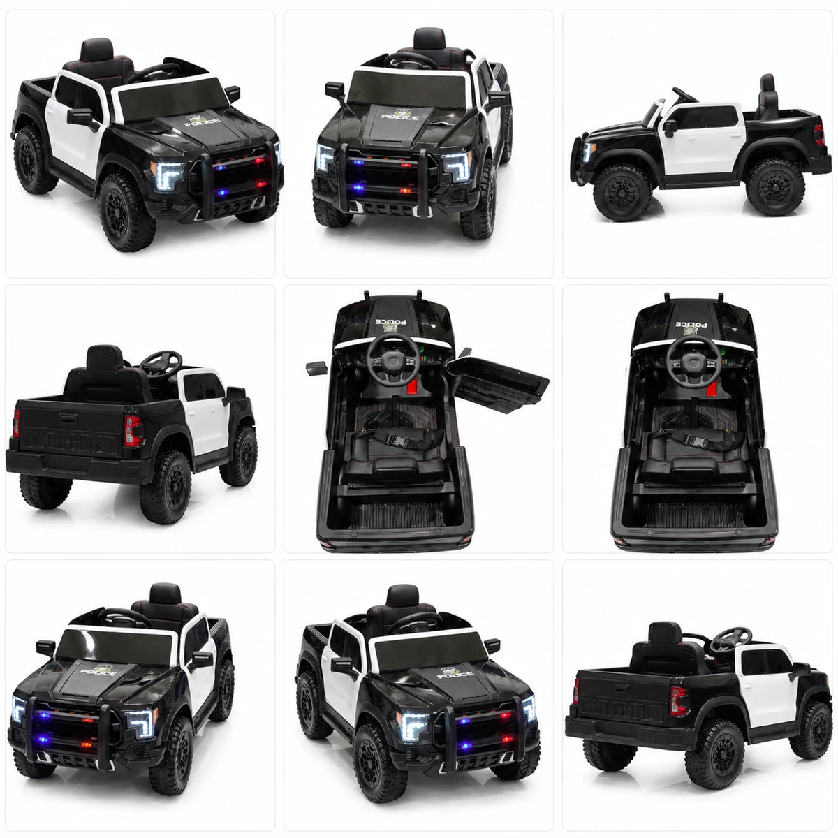 Police jeep-Style Kids Electric Ride-On Car with Lights and Siren