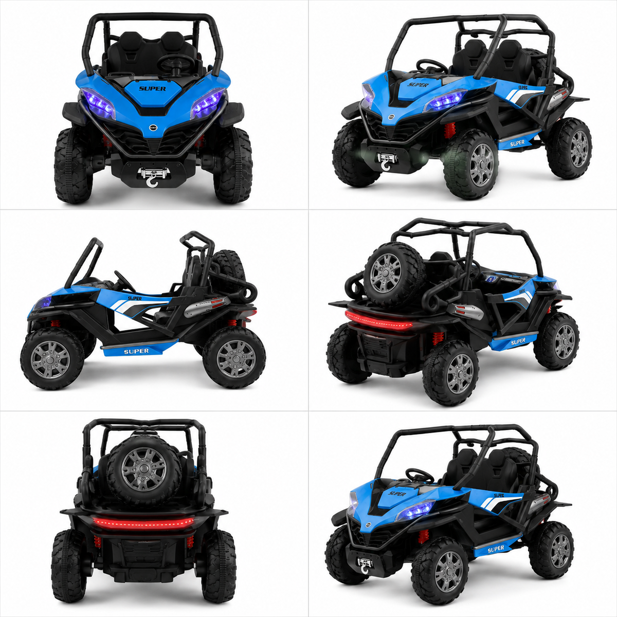 Kids Electric Off-Road Buggy Ride-On Car with LED Lights Two-Seater