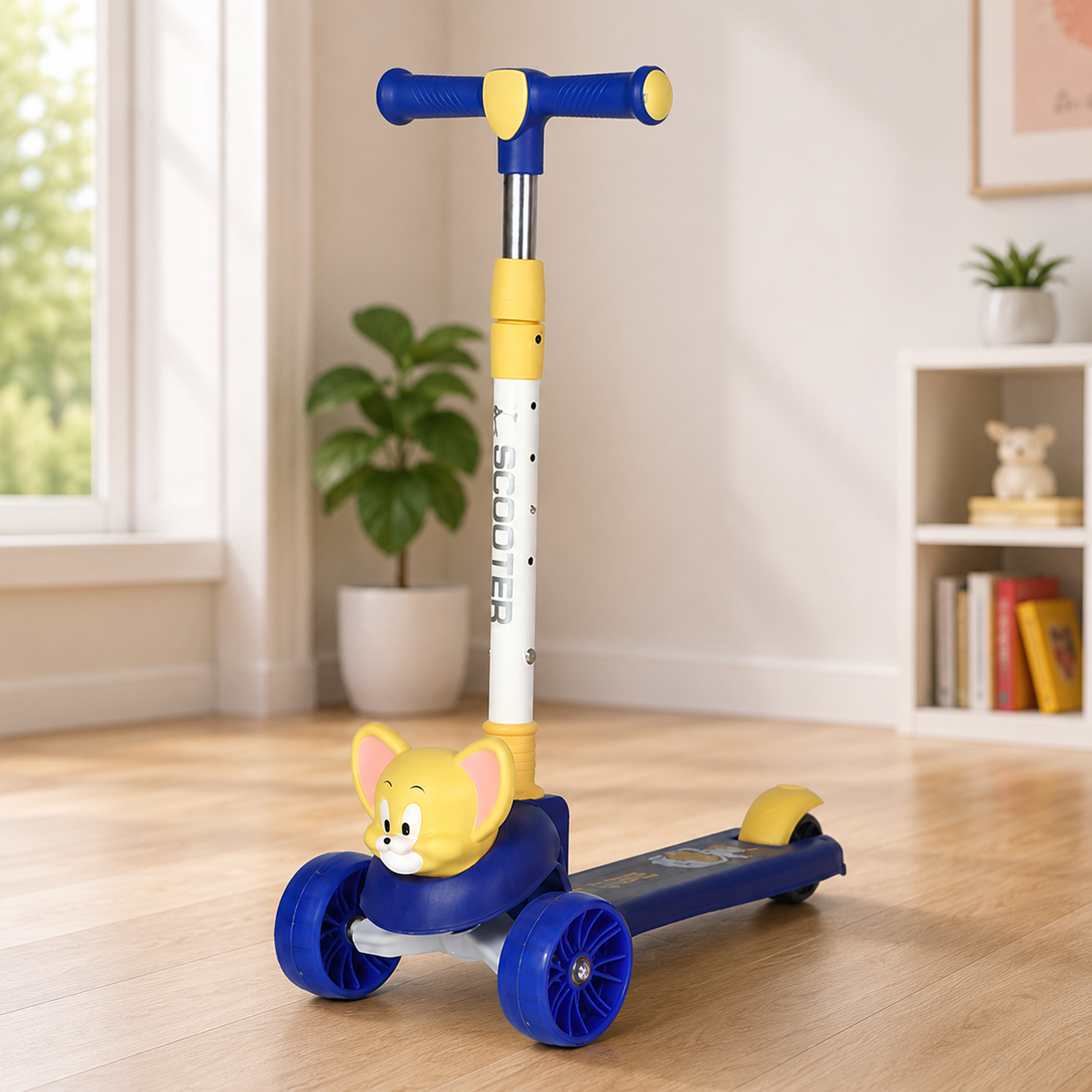 Jerry Character Kids Manual Scooter Adjustable Three Wheel Balance Ride Scooter