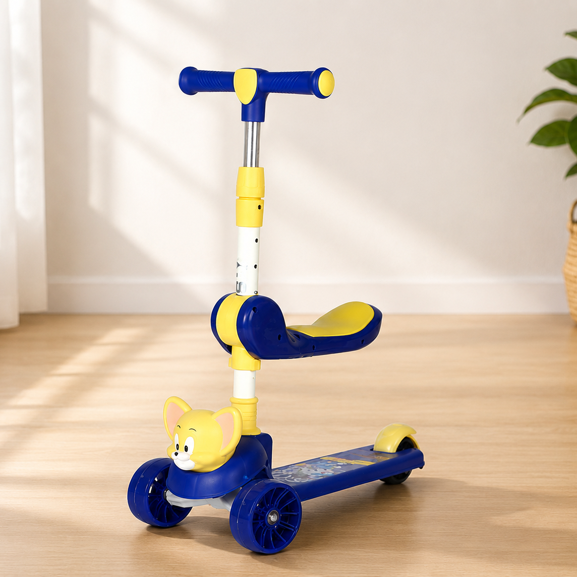 Jerry Character Kids Scooter With Seat Adjustable Manual Balance Ride Scooter