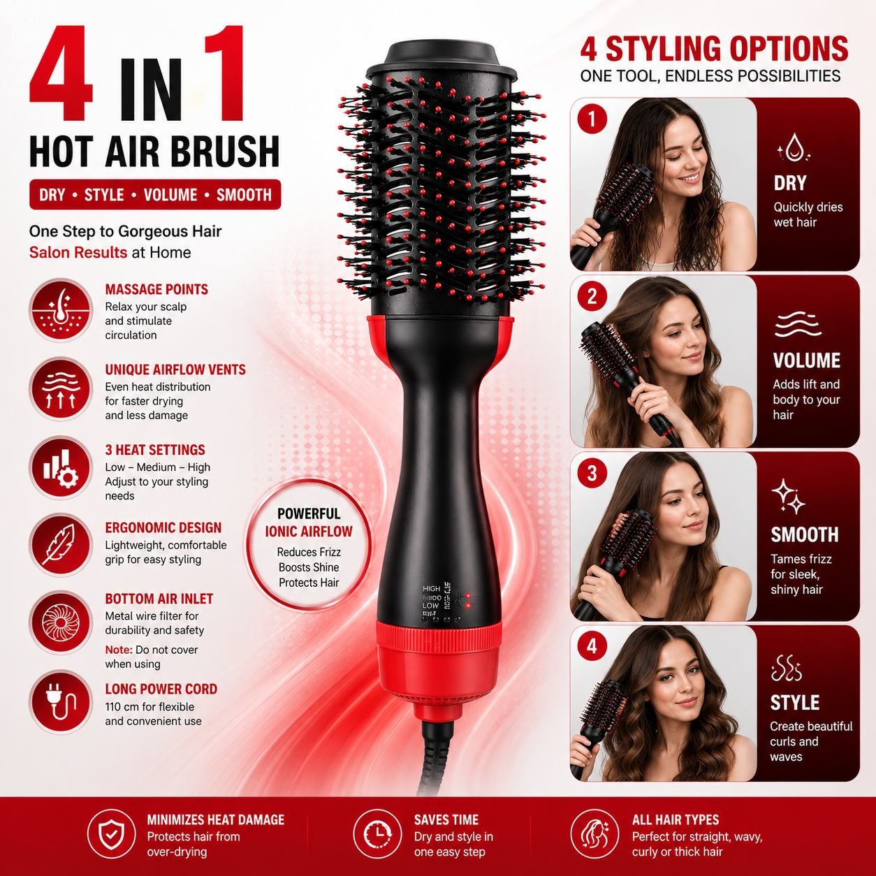 Hair Dryer Brush Straightener Curler Volumizer Styler | Meeesho.pk