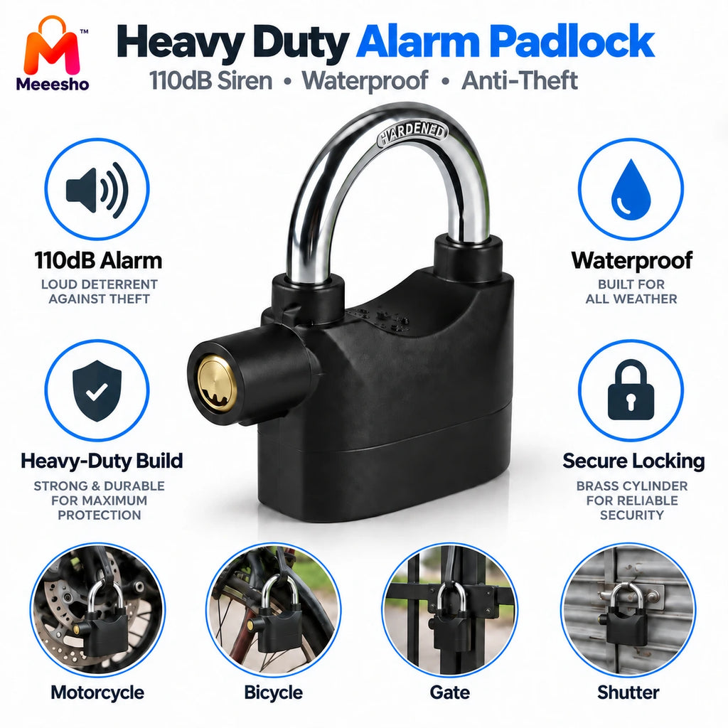 Heavy Duty Waterproof 110dB Alarm Padlock for Motorcycle Bike Security