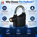 Heavy Duty Waterproof 110dB Alarm Padlock for Motorcycle Bike Security