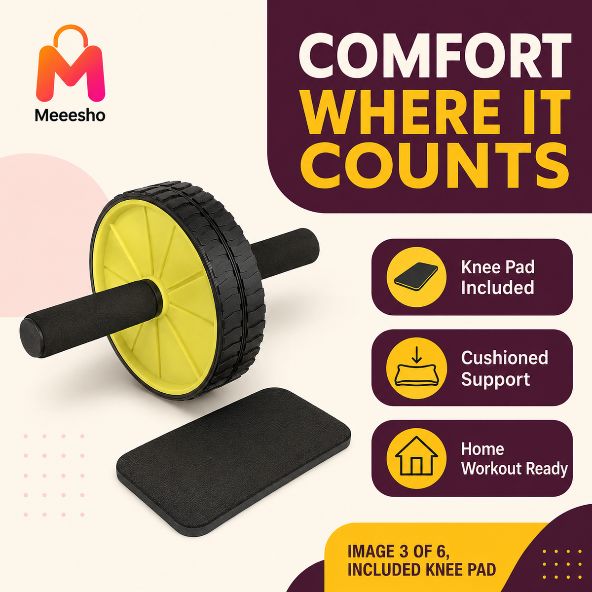 Heavy-Duty Silent Abdominal Wheel for Stronger Core Home Workout Training