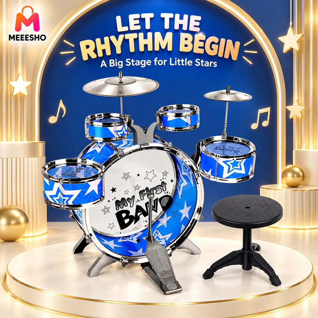 Large Kids Jazz Drum Play Set Inspires Musical Learning Fun