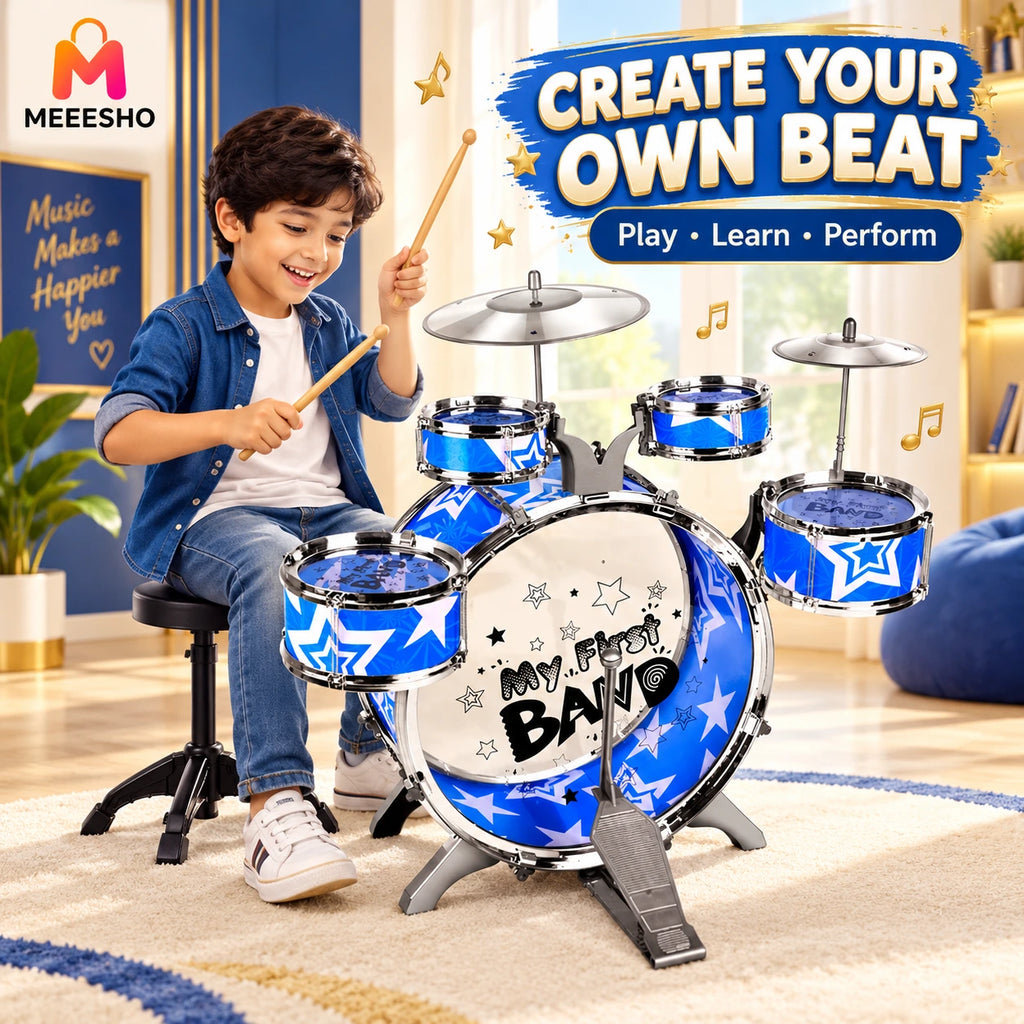 Large Kids Jazz Drum Play Set Inspires Musical Learning Fun