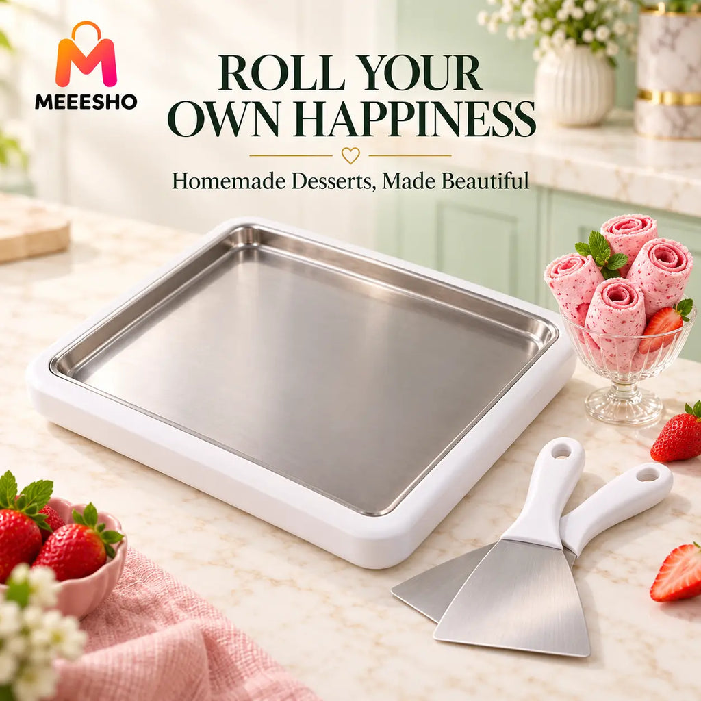 Home Ice Cream Roll Maker Tray With Dual Scrapers Included