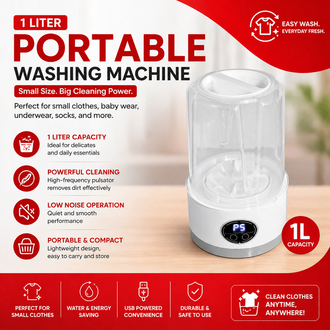 Usb charging portable underwear washing machine mini socks washing cup