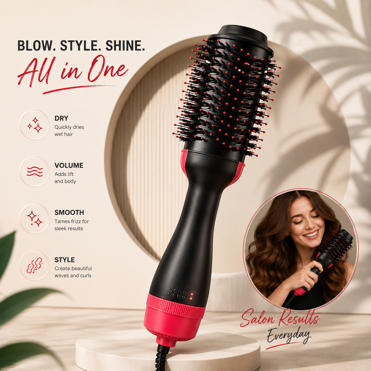 Hair Dryer Brush Straightener Curler Volumizer Styler | Meeesho.pk