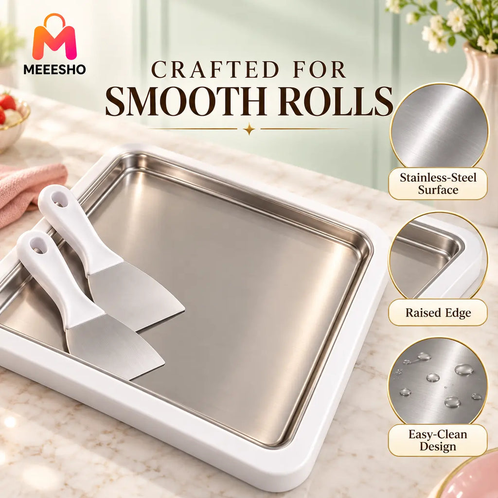 Home Ice Cream Roll Maker Tray With Dual Scrapers Included