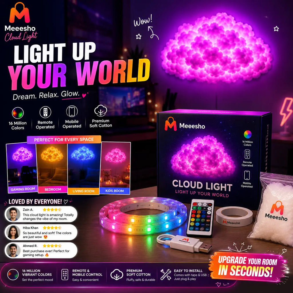 2M RGB Smart Cloud Light LED Mood Lamp with App Control Decor | Meeesho.pk
