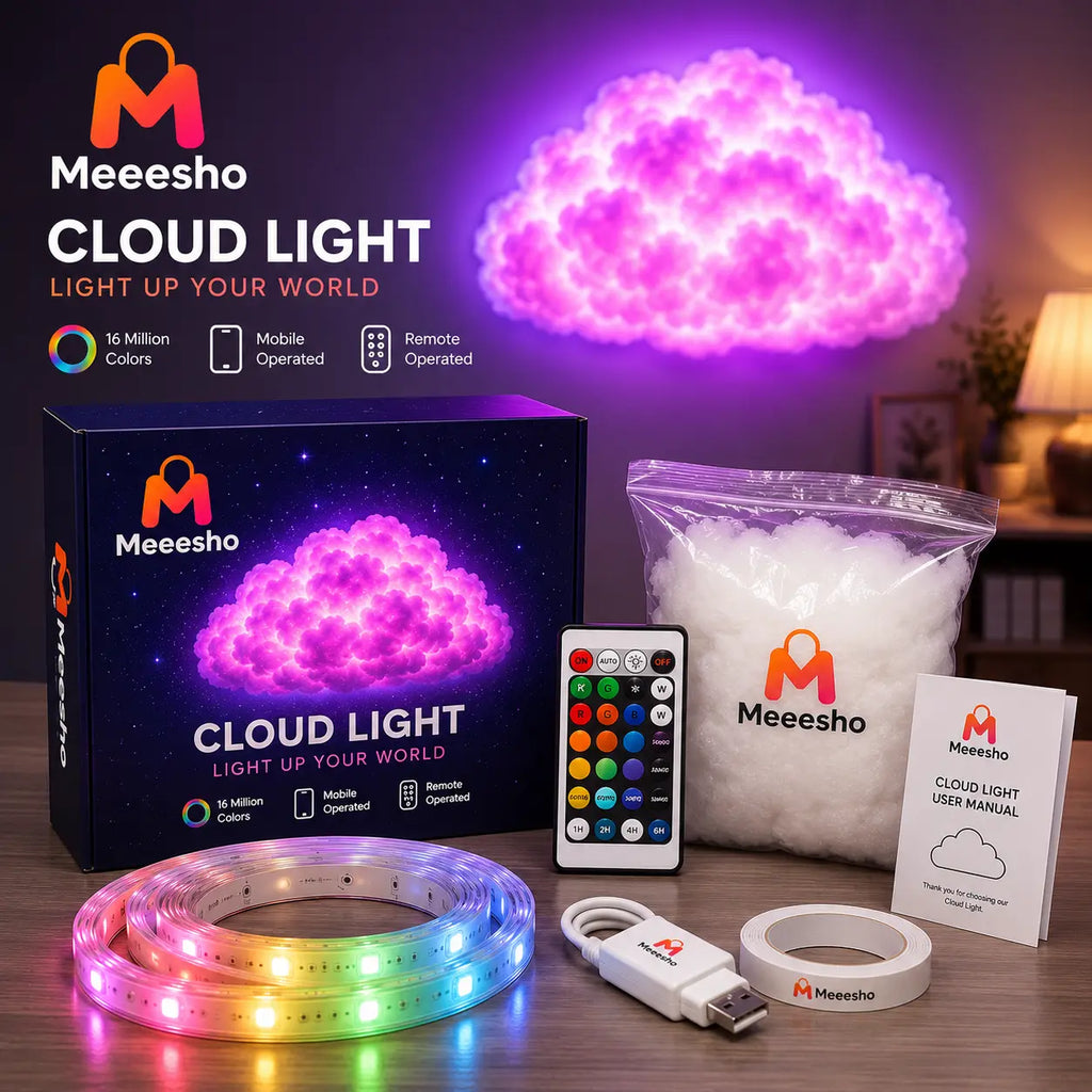 2M RGB Smart Cloud Light LED Mood Lamp with App Control Decor | Meeesho.pk