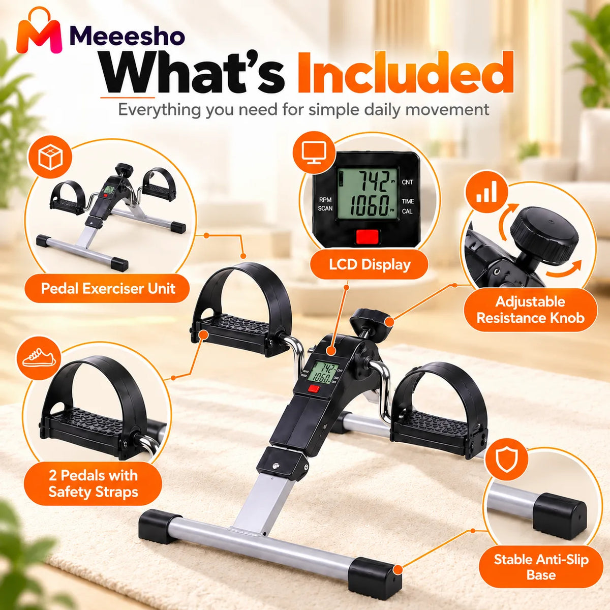 Digital Pedal Exerciser for Convenient Home Arm and Leg Workouts