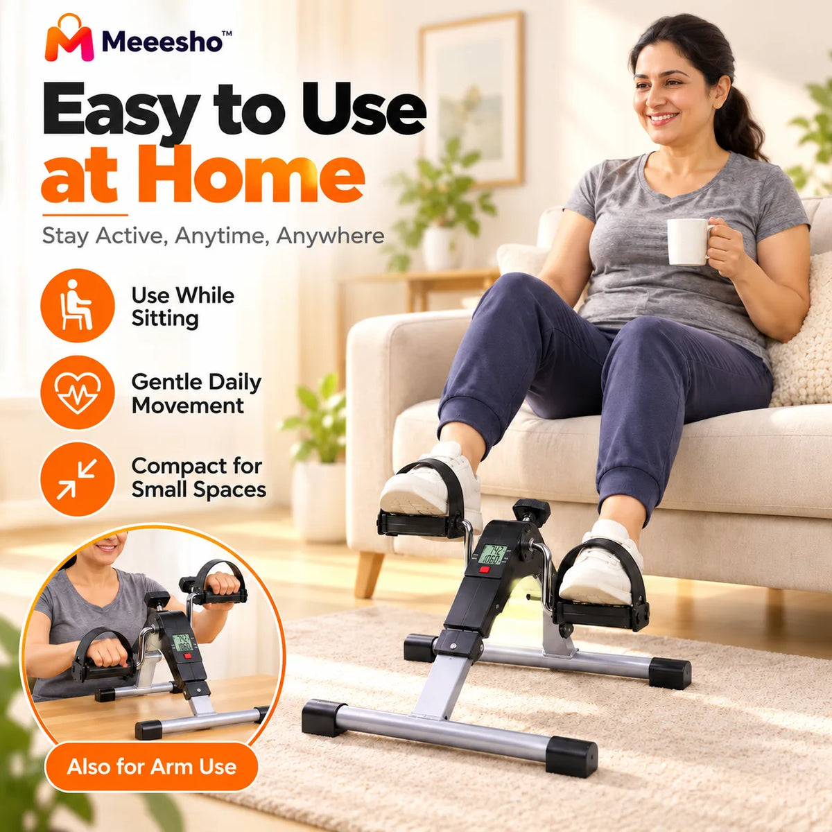 Digital Pedal Exerciser for Convenient Home Arm and Leg Workouts