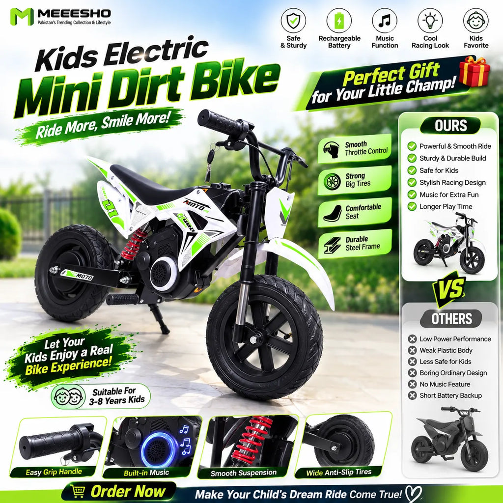 Kids EV Dirt Bike Durable Safe Riding Bike Training Wheels