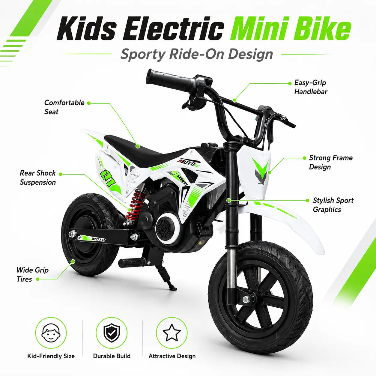 Kids EV Dirt Bike Durable Safe Riding Bike Training Wheels
