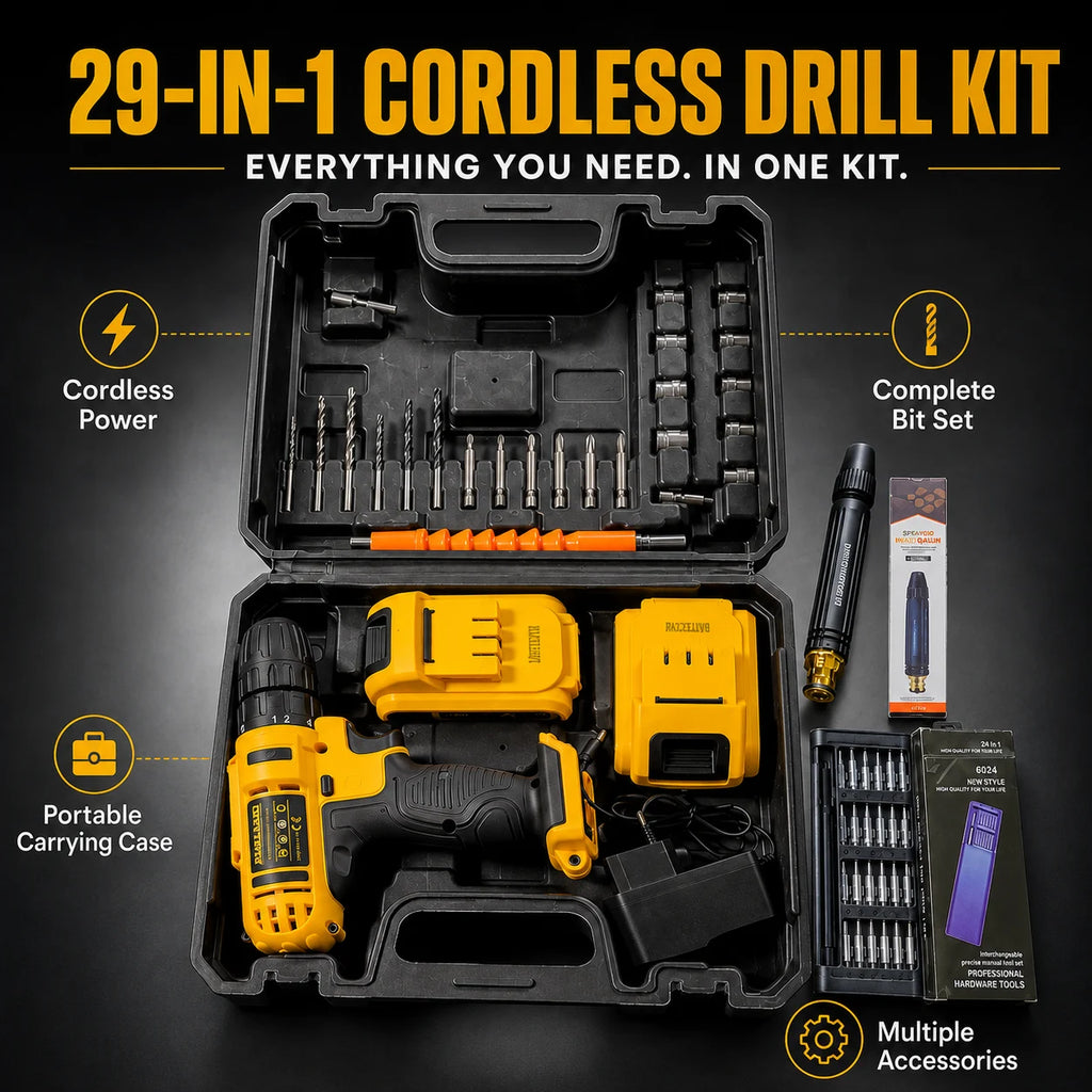 29-in-1 Cordless Drill Kit with 2 Free Gifts