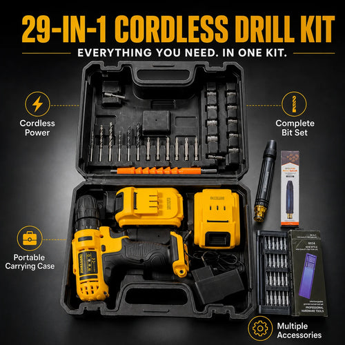 29-in-1 Cordless Drill Kit with 2 Free Gifts