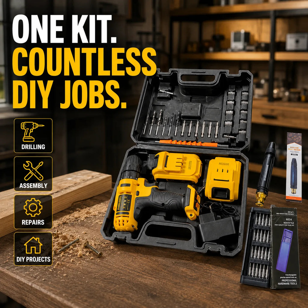 29-in-1 Cordless Drill Kit with 2 Free Gifts