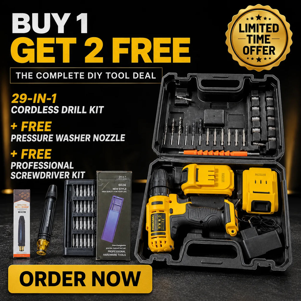 29-in-1 Cordless Drill Kit with 2 Free Gifts