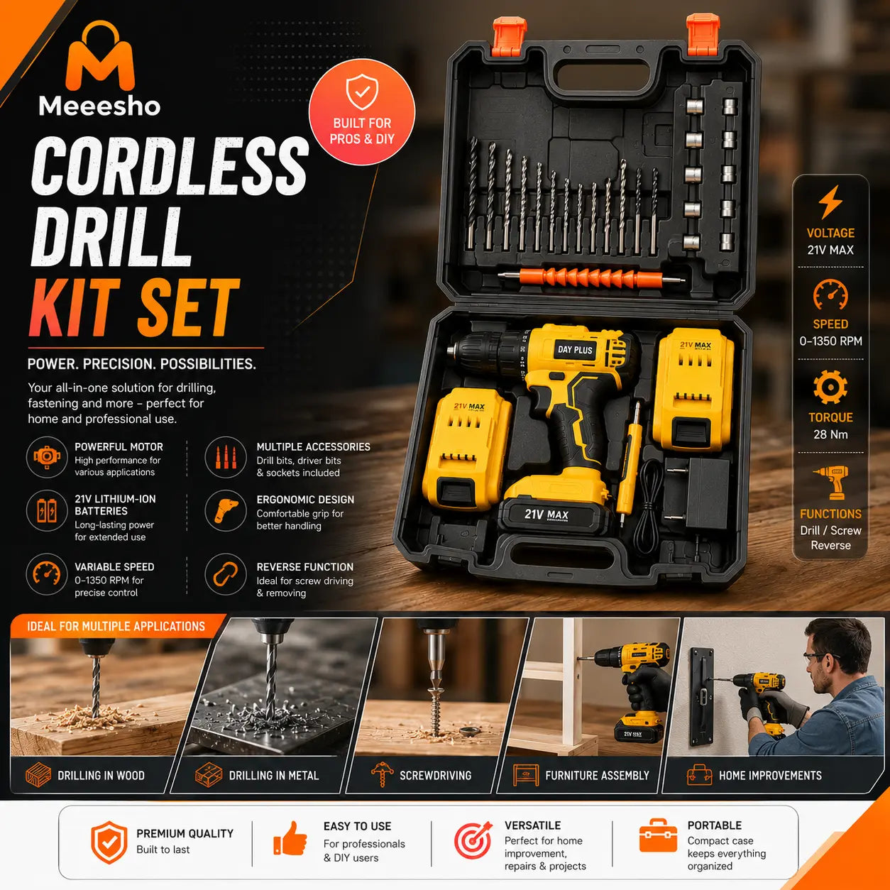 Buy 1 Get 1 Free | Drill Machine + Screw Driver Kit