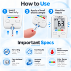 EasyMax Tag Digital Blood Glucose Meter with 10 FREE strips for Home